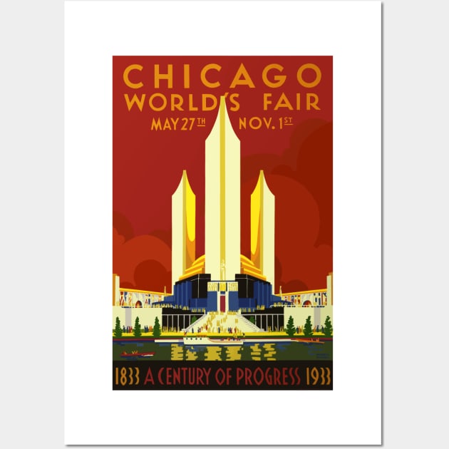 Chicago World's Fair Vintage Design (1833-1933): A Century of Progress Wall Art by Jarecrow 